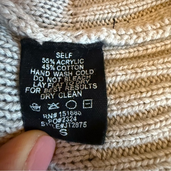 Storia | Cream and Gray Tie Dye Diamond Knit Sweater | Sz S - Picture 6 of 6